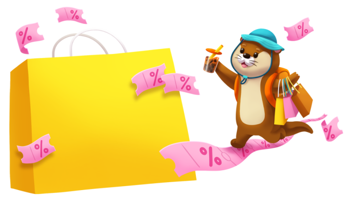 Saba the Otter chasing vouchers