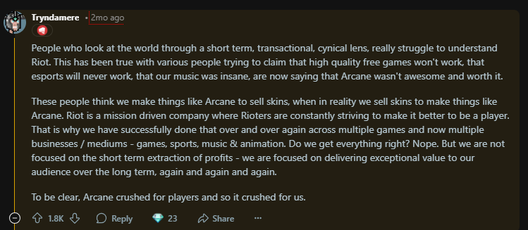 Riot Games' Arcane LoL marketing genius Reddit discussion